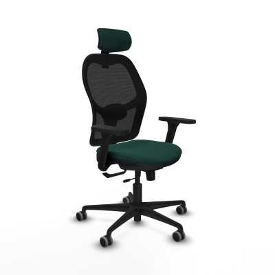 Jorquera traslack malla negra similpiel verde botella brazos 3D base nailon cabecero 2D ruedas 65mm engomada