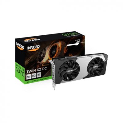 Tarjeta gráfica INNO3D RTX 5070 Twin X2 - 12 GB GDDR6 | Alto rendimiento para gaming y tareas exigentes | Sistema de refrigeración Twin X2