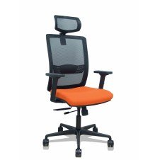 Piqueras y Crespo Silla Haches traslack malla negra asiento bali naranja brazos 2D ruedas 65mm cabecero regulable