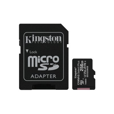 Tarjeta de Memoria Kingston CANVAS Select Plus 256GB microSD XC con Adaptador/ Clase 10/ 100MBs