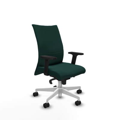 Albacete confidente sincro similpiel verde botella brazos 2D base blanca ruedas 65 mm nailon