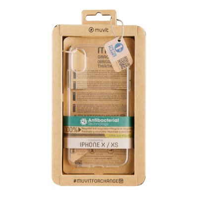 Funda muvit recycletek antibacteriana para apple iphone x - xs transparente