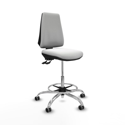 Taburete Elche AS bali blanco base cromada ruedas 65mm engomadas