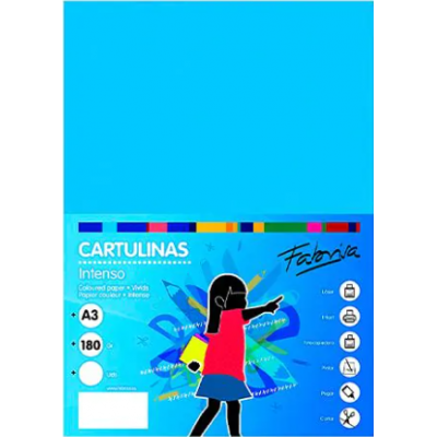 FABRISA Pack de 50 Cartulina 180gr A3 azul turquesa