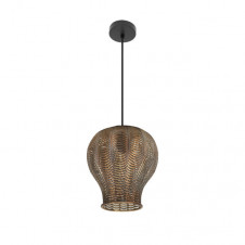 Colgante Trikala Negro/cuero Envejecido 1xe27 Regx29x29 Cm