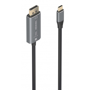 AISENS - CABLE CONVERSOR ALUMINIO BIDIRECCIONAL USB-C A DISPLAYPORT 8K@60HZ, USB-C/M-DP/M, NEGRO, 1.8M