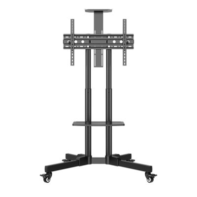 Unykach Soporte de Suelo con Ruedas para Pantallas 32-75 - Bloqueo de Ruedas - Dos Bandejas - Peso Max 45Kg - VESA 600X400mm - Color Negro