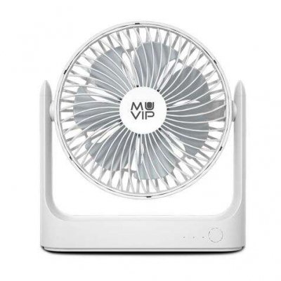 Muvip Ventilador de Sobremesa Portatil 5.5W 18cm de Diametro - 3 Velocidades - Angulo Ajustable hasta 360º - Autonomia hasta 15h - Color Blanco