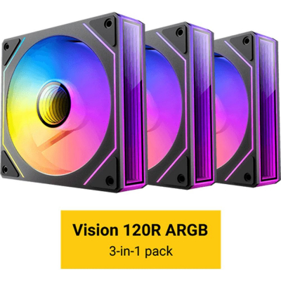 Ventilador caja antec vision 120r argb 3x 120mm negro