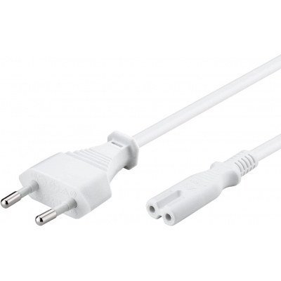 Cable Alimentacion Forma 8 C7 a CEE7 BLANCO 3m