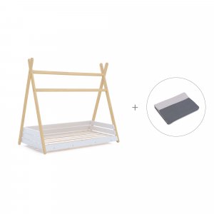 Cama cabaña Montessori madera 70x140 cm + toldo Stone Grey · Homy Life