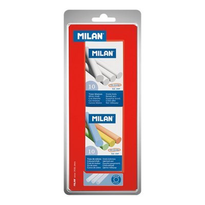 Tizas blancas y de colores, blister con 2 cajas que conitiene 20 uds