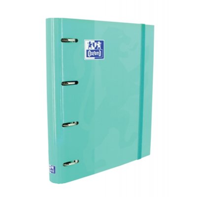 Oxford Europeanbinder Classic A4+ Carpeta de Anillas con Recambio Cuadricula 5x5 - Tapa Extradura - Cierre con Goma Elastica - Color Ice Mint