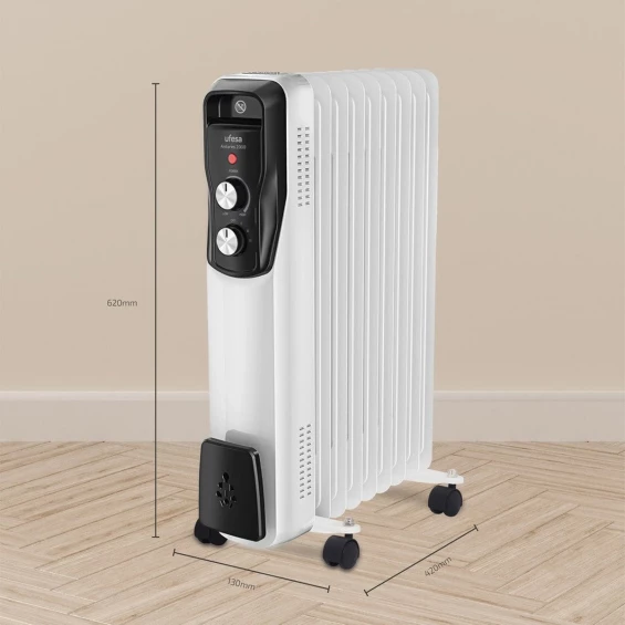 Radiador de aceite Ufesa Antares 2000, 2.000 W, 9 elementos, termostato regulable, blanco - imagen 4