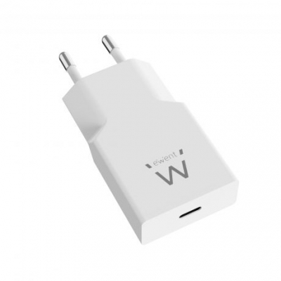 Ewent EW1310 Cargador GAN 20W - USB-C - Carga Rapida - Alta Eficencia - Color Blanco