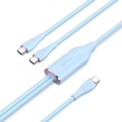 Cable USB Tipo-C Vention CTMSG/ USB Tipo-C Macho - 2 x USB Tipo-C Macho/ Hasta 100W/ 480Mbps/ 1.5m/ Azul