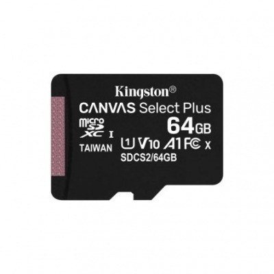TARJETA MICROSD XC KINGSTON CANVAS SELECT PLUS - 64GB - CLASE 10 - 100MB/S