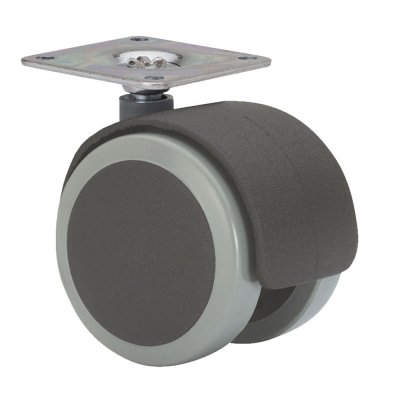 Rueda giratoria con placa y eje liso, color negro / gris, carga máx. 50 kg, 42 x 42 mm, ø 5 cm