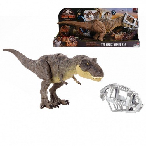 Figura mattel jurassic world dino escape tyrannosaurus rex pisa y ataca