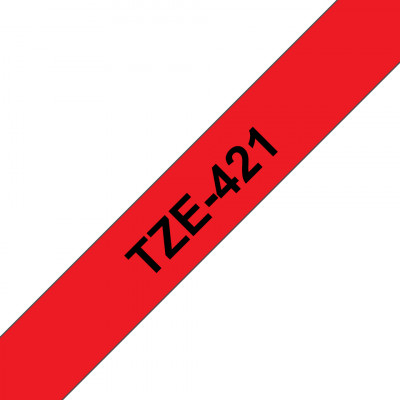 TZE-421 cinta para impresora de etiquetas Negro sobre rojo