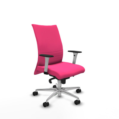 Albacete confidente sincro similpiel rosa brazos 1D blancos base aluminio ruedas 65 mm nailon
