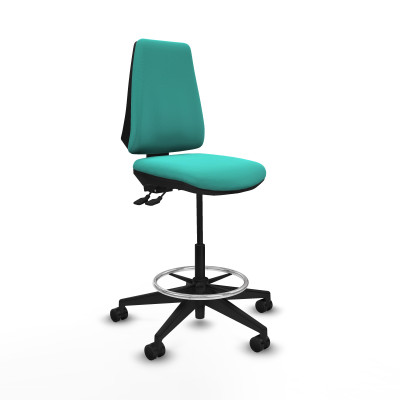 Taburete Elche AS similpiel turquesa base piramidal ruedas 65mm nailon
