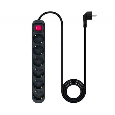 Base Multiple 6 Enchufes Interruptor Cable 1,4m NEGRA