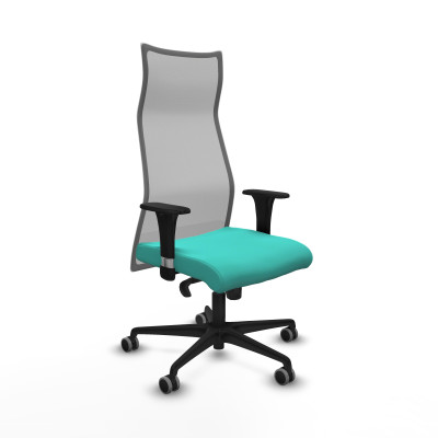 Albacete malla sincro malla gris similpiel turquesa brazos 1D base nailon ruedas 65mm engomadas