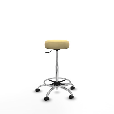 Tolosa giratorio similpiel crema base cromada ruedas engomadas 50mm aro cromado
