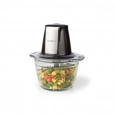 Nedis KAMC300CGY picadora eléctrica de alimentos 1 L 500 W Negro, Plata, Transparente