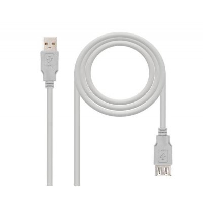 Cable Alargador USB 2.0 Nanocable 10.01.203/ USB Macho - USB Hembra/ 1.8m/ Beige