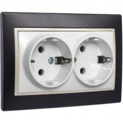 SCHUKO DOBLE EUROPA NEGRO PERLA