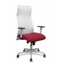 Piqueras y Crespo Sillón Sahuco blanco bali granate brazos blancos base blanca ruedas parque 65mm