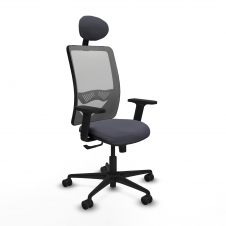 Piqueras y Crespo Zulema sincro malla gris bali gris oscuro brazos 2D base nailon cabecero fijo ruedas 65mm nailon