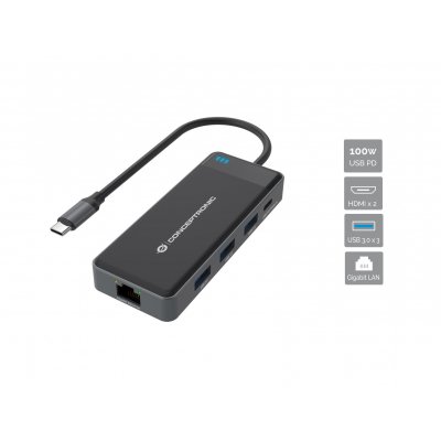 Conceptronic DONN14G Docking Station 7 en 1 USB-C 3.2 Gen1 a HDMI/USB-C PD 100W/USB-A/RJ-45 Gigabit