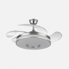 Ventilador Dani 59w 6980lm Niquel 4 Aspas Desplegables 6 Velocidades 106d 3000-4200-6500k Remoto, Reg.Int, Memori Y Tempor