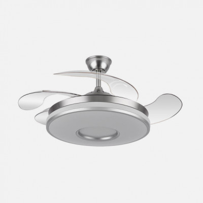 Ventilador Dani 59w 6980lm Niquel 4 Aspas Desplegables 6 Velocidades 106d 3000-4200-6500k Remoto, Reg.Int, Memori Y Tempor