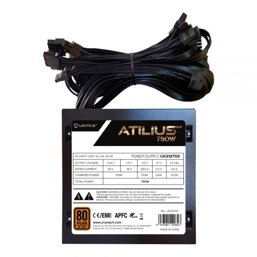 UNYKAch FUENTE ALIMENTACIÓN ATX ATILIUS 2.0 BLACK 750W 80+ Bronze