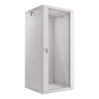 Armario lanberg mural rack 19 pulgadas 27u - 600x600 flat pack puerta cristal gris