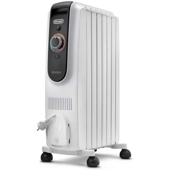 Radiador de aceite Delonghi Dragon Easytronic TRD50615, 1.500 W, 6 elementos, blanco