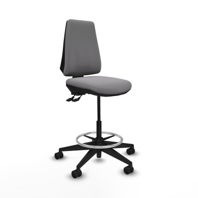 Taburete Elche AS similpiel gris base piramidal ruedas 65mm nailon