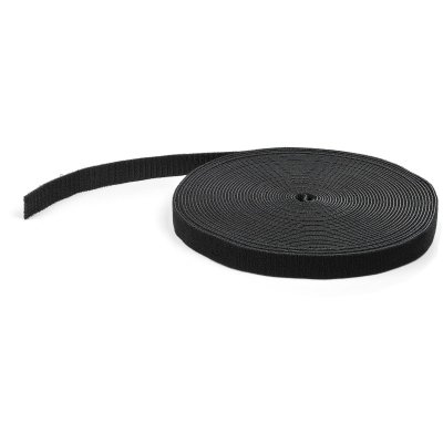 StarTech.com Bobina de 15,2m de Gancho y Bucle - Tiras Reutilizables de Gancho y Bucle - Cinta Sujetacables - Envolturas Ajustables de Tela para Gestión de Cableado - Negro