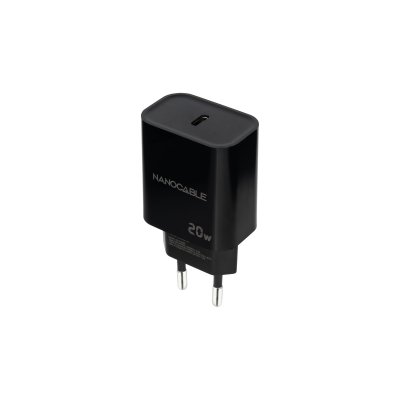 Cargador de Pared Nanocable 10.10.2006/ 1xUSB Tipo-C/ 20W/ Negro