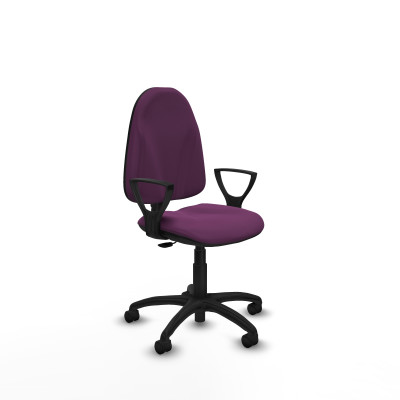 Algarra CP similpiel morado brazos fijos base poliamida ruedas nailon 50mm