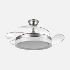 Ventilador Dc Zenit Niquel 59w 4aspas despegables 107d 6980lm 6vel 3000k,4000k,6000k, Remoto+reg.intens.+temporizador+memoria