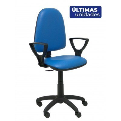 Silla Ayna similpiel antibacterias azul con brazos fijos