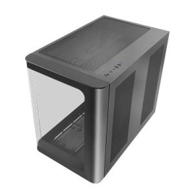 CAJA ATX SEMITORRE GAMING MARS GAMING MCFUSION CRISTAL CURVADO GPU 445mm 2x3.5 3x2.5 NEGRO