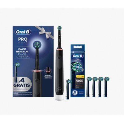 Cepillo Dental Braun Oral-B Pro 3/ Incluye 4 Cabezales/ Negro
