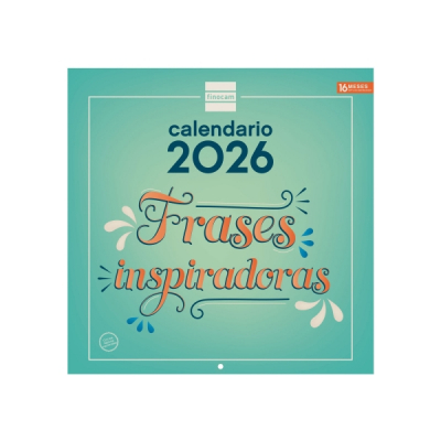 Finocam Calendario de Pared - Anual 2026 - Imagenes Variadas - 300x300mm - Espacio para Escribir - Tematica de Frases Inspiradoras