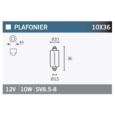 Caja de 10 lámparas SV8.5-8 12V10W SV8.5-8-12V10W